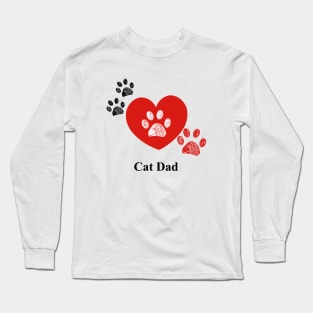 Cat Dad text with heart Long Sleeve T-Shirt